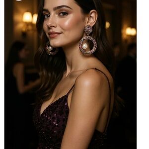 Elegant Purple Statement Earrings